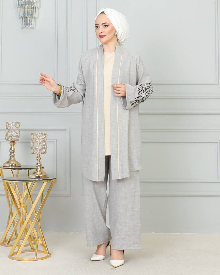 SET CARDIGAN OUVERT ET PANTALON FLUIDE